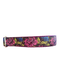 Pink & Blue Flowers Nylon Dog Collar