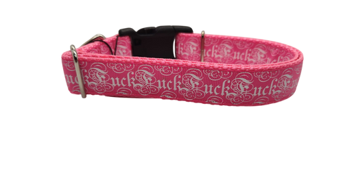 Fuck Pink Nylon Dog Collar