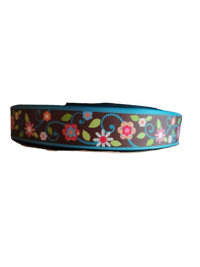 Flowers on Brown Nylon Dog Collar