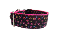 1.5" Wide Colorful Pawprints Nylon Dog Collar