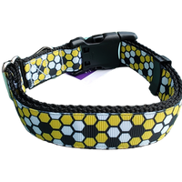Beehive Black Nylon Dog Collar MD, LG, XL, Leash