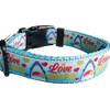 Love Bite Sharks Lt Blue Nylon Dog Collar MD, LG, XL, Leash