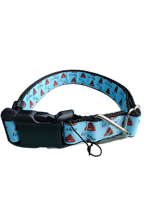 Lil Shit Black Nylon Dog Collar MD, LG, XL, Leash
