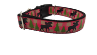 Pink Moose Nylon Dog Collar
