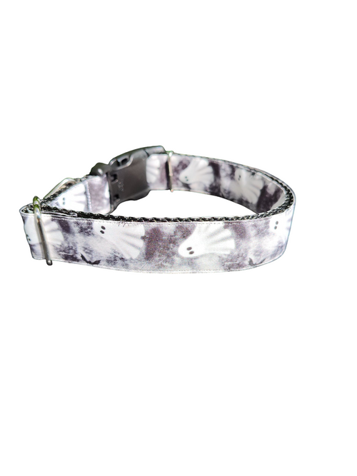 Black and White Ghosts Nylon Dog Collar