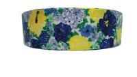 1.5" Wide Blue & Yellow Floral Nylon Dog Collar