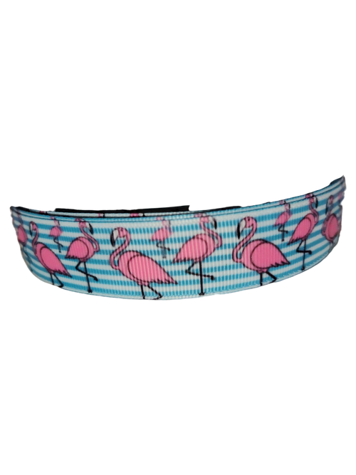 Flamingo Stripes Nylon Dog Collar