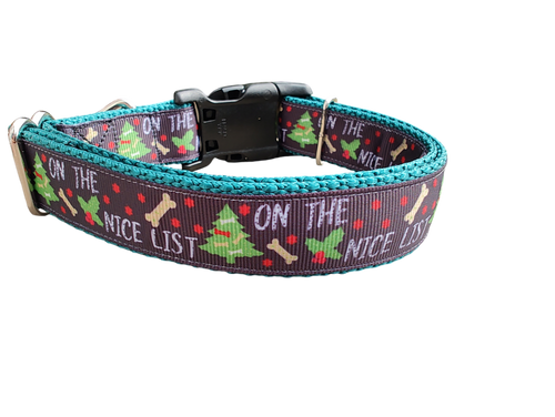On The Nice List Christmas Nylon Dog Collar