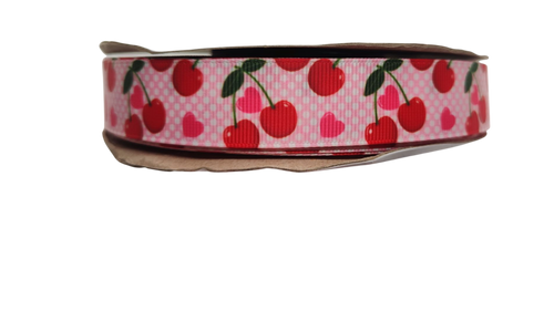 Pink Cherries Nylon Dog Collar