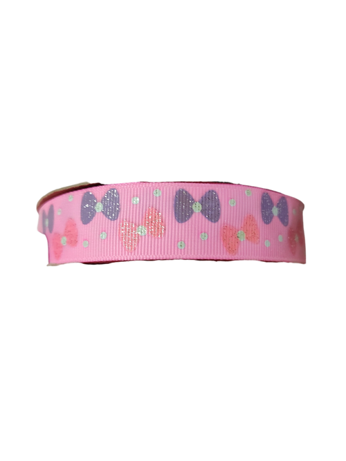 Pink and Purple Bows Nylon Dog Collar