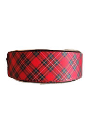 1.5" Wide Red and Black Tartan Plaid Nylon Dog Collar