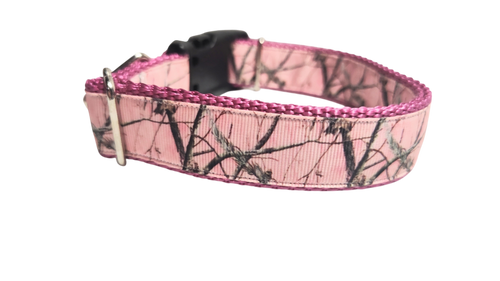 Pink Camo Nylon Dog Collar