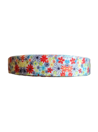 Multicolored Flowers Nylon Dog Collar