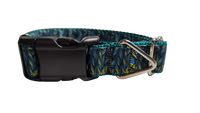 Green Feathers Pattern Nylon Dog Collar