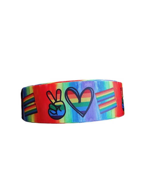 1.5" Wide Peace Love Pride Nylon Dog Collar