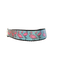 Flamingo Stripes Nylon Dog Collar