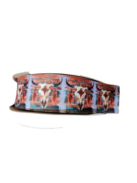 1.5" Wide Western Bull Skull Nylon Dog Collar