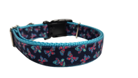 Pink and Blue Butterflies Nylon Dog Collar