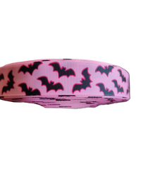 Pink Bats Nylon Dog Collar, Leash