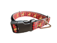 Red Plaid Deer Nylon Dog Collar