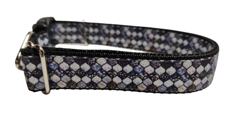 Grey Mosaic Nylon Dog Collar