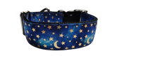 1.5" Wide Blue Stars and Moons Nylon Dog Collar