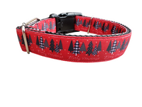 Textured Trees Merry Christmas Nylon Dog Collar