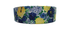 1.5" Wide Blue & Yellow Floral Nylon Dog Collar