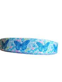 Blue Butterflies Nylon Dog Collar