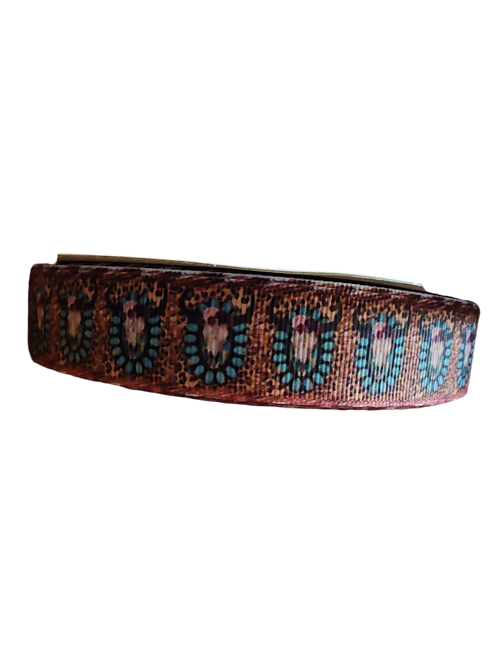 Turquoise Skull Mount Nylon Dog Collar