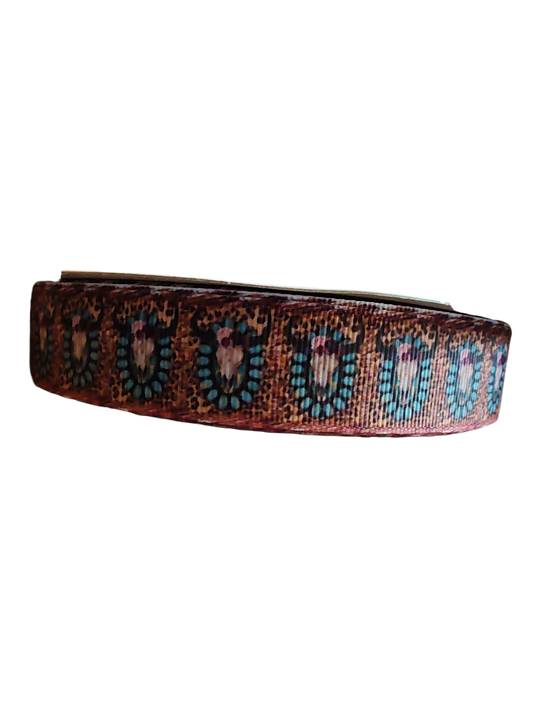 Turquoise Skull Mount Nylon Dog Collar
