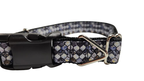 Grey Mosaic Nylon Dog Collar