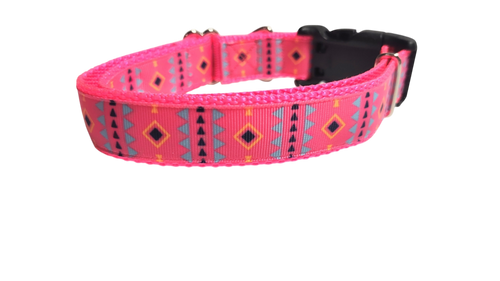 Pink Tribal 2 Nylon Dog Collar