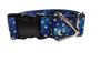 1.5" Wide Blue Stars and Moons Nylon Dog Collar
