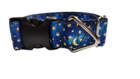 1.5" Wide Blue Stars and Moons Nylon Dog Collar