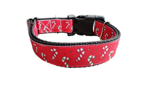 Christmas Candy Canes Nylon Dog Collar