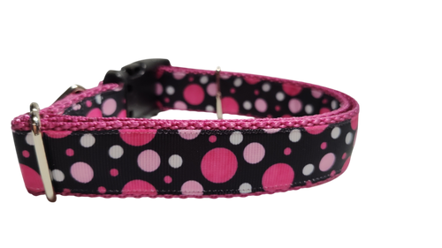 Pink Polka Dots Pattern Nylon Dog Collar