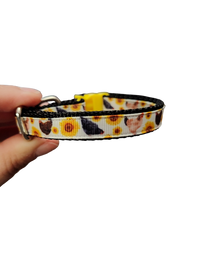 1/2" Chickens And Sunflowers Nylon Dog / Cat Collar