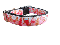 Pink Christmas Cookies Nylon Dog Collar