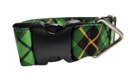 1.5" Wide Green and Gold Plaid Nylon Dog Collar