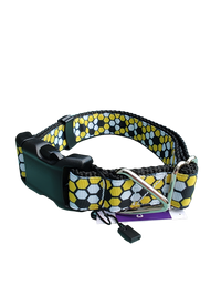 Beehive Black Nylon Dog Collar MD, LG, XL, Leash