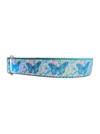 Blue Butterflies Nylon Dog Collar