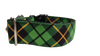 1.5" Wide Green and Gold Plaid Nylon Dog Collar