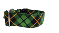 1.5" Wide Green and Gold Plaid Nylon Dog Collar
