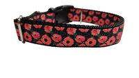 Red Poppy Flowers Nylon Dog Collar