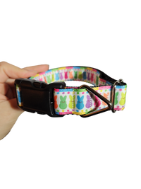 Rainbow Marshmallow Bunnies Easter Nylon Dog Collar