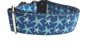 1.5" Wide Blue Starfish Nylon Dog Collar