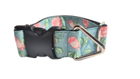 1.5" Wide Roses on Blue Nylon Dog Collar