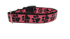 Black Glitter Paws On Pink Nylon Dog Collar