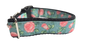 Roses on Blue Nylon Dog Collar
